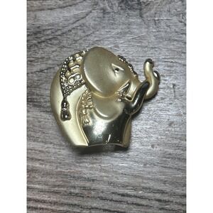 Elegant VINTAGE Signed AJC Mother‎ and Baby Elephant Gold Tone Brooch/Pin